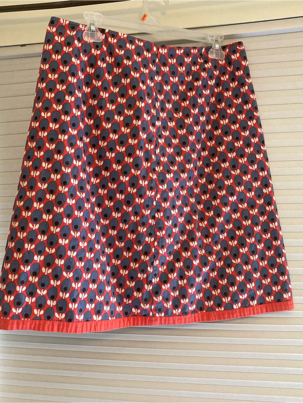 Boden Red and Navy Floral-Geo A-Line Skirt